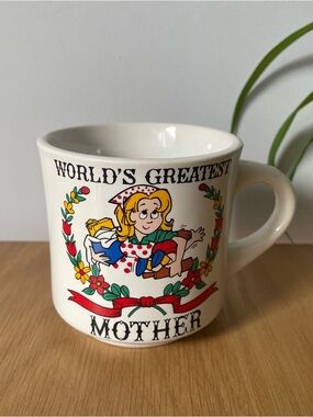Vintage World's Greatest Mother White Ceramic Coffee Mug 70s